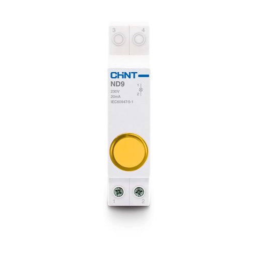 [ND9-1/Y-230V] INDICADOR LUMINOSO PARA RIEL DIN DE 230 VCA COLOR AMARILLO - CHINT