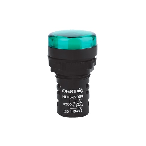 [ND16-22DS/4-230V-GRN] OJO DE BUEY 22 MM COLOR VERDE LED CAP 230V CORTO - CHINT