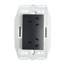 [KS40252] TOMA DOBLE C/BASTIDOR IRAM NEGRO  - KALOP
