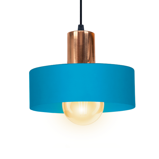 [SJ/3001-54] COLGANTE CHAPA 1 LUZ PANTALLA Ø20CM COBRE/AZUL  - SAN JUSTO