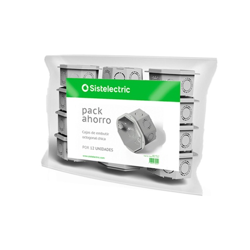 [GEN/02211PG-12] CAJA EMBUTIR OCTOGONAL CHICA CON OREJA PLASTICA PACK AHORRO X12 - GENROD