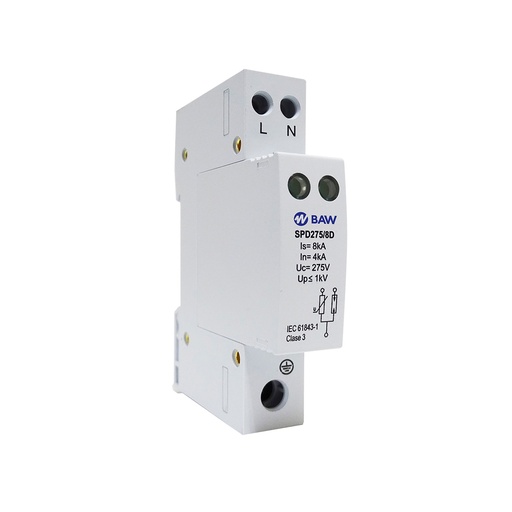 [SPD275/8D] DESCARGADOR DE SOBRETENSION BIPOLAR IS 8KA (20 DESCARGAS 4/10ΜS) - BAW