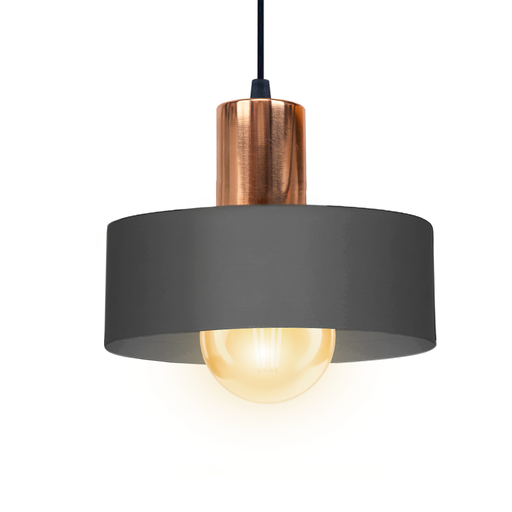 [SJ/3001-58] COLGANTE CHAPA 1 LUZ E27 PANTALLA 20CM GRIS PLOMO C/COBRE - SAN JUSTO