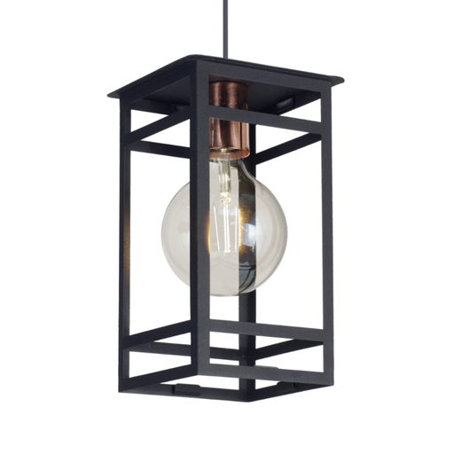 [C-1306N/T] COLGANTE CHAPA GERONA 30X15X15CM E27 NEGRO TEXTURADO - FERROLUX