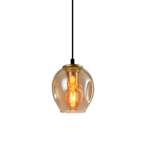 [19045/AM] COLGANTE CRISTAL E27 15X20CM ASTRID AMBAR - 180 ILUMINACION