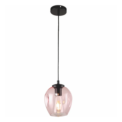 [19045/RO] COLGANTE CRISTAL E27 15X20CM ASTRID ROSA - 180 ILUMINACION