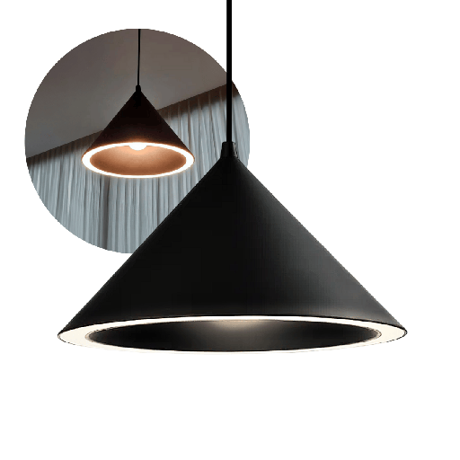 [19065] COLGANTE COMBINADO 1 LUZ E27 + ANILLO LED 18W LUZ DIA/NEUTRA/CALIDA THAI NEGRO - 180 ILUMINACION