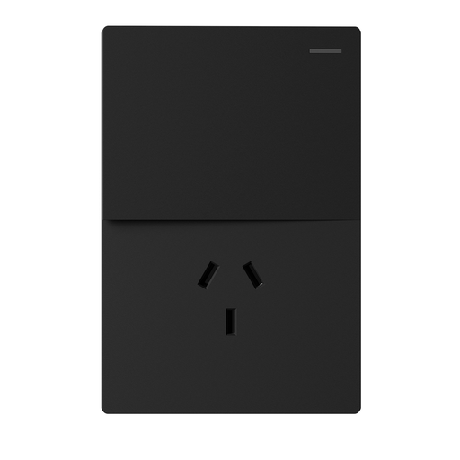 [MILAN-1CN-1TC-N] LLAVE DE LUZ ARMADA PUNTO Y TOMA NEGRO MILAN BASTIDOR METALICO - MACROLED