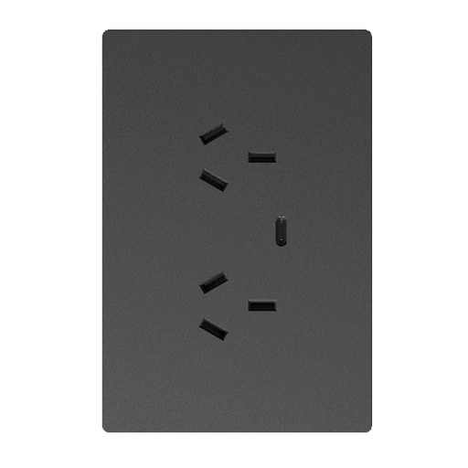 [MILAN-2TC-1USB-C-G] LLAVE DE LUZ ARMADA TOMADOBLE CON USB C GRIS MILAN BASTIDOR METALICO - MACROLED