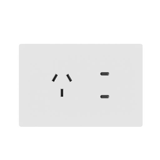 [MILAN-1TC-2USB-C-B] LLAVE DE LUZ ARMADA 1 TOMA Y 2 USB C BLANCO MILAN BASTIDOR METALICO - MACROLED