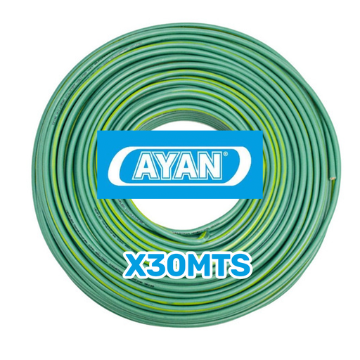 [AYN/AC1X1.5VA-30M] CABLE UNIPOLAR 1.5MM VERDE AMARILLO (X 30MTS) - AYAN CABLES