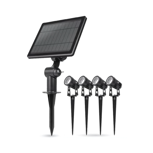 [ELSX4-4W-IP65-WW] ESTACA LED SOLAR 1 PANEL 4 ESTACAS 4W IP65 3000K LUZ CALIDA - MACROLED