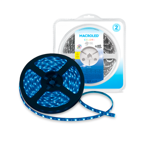 [B-C300-FW12-IP20] TIRA LED 2835 LUZ AZUL 5MTS INTERIOR IP20 (12V 60 LED X MTS 8W X MTS) - MACROLED