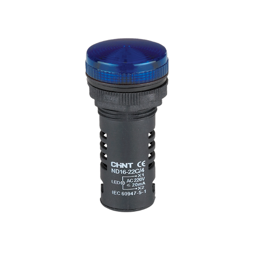 [ND16-22DS/4-230V-BLU] OJO DE BUEY 22 MM COLOR AZUL LED CAP 230V CORTO - CHINT