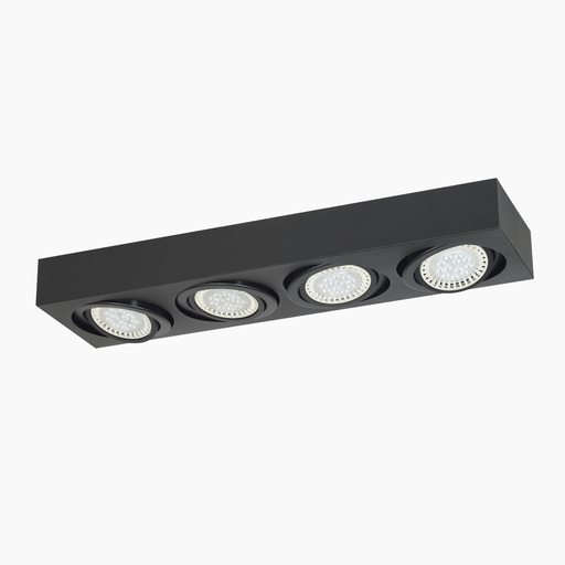 [P-491N/T] PLAFON RIMINI 4 X GZ-10 AR111 19,4X72,3CM ALTO 81MM NEGRO TEXTURADO - FERROLUX