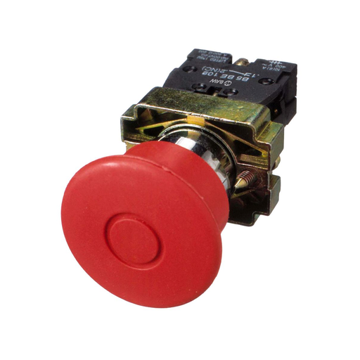 [B5BS542] PULSADOR DE EMERGENCIA P/GIRO P/PANEL DIAM 40/22 HONGO ROJO NC - BAW
