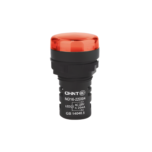 [ND16-22DS/2-24V-RED] OJO DE BUEY 22 MM COLOR ROJO LED RES 24V CORTO - CHINT