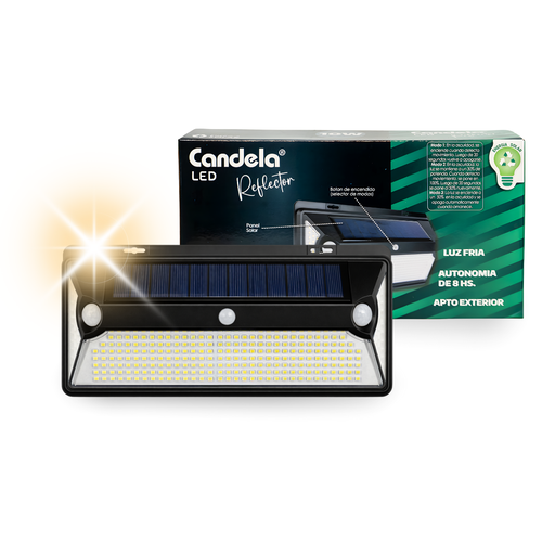 [CDL/7389] LUMINARIA SOLAR LED DE PARED 10W C/ SENSOR DE MOVIMIENTO LUZ FRIA IP65 - CANDELA