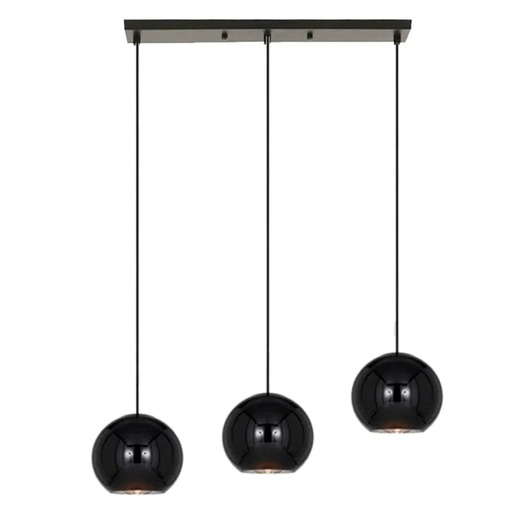 [LK/4071] COLGANTE METAL Y VIDRIO TOM DIXON TRIPLE 57CM COLOR NEGRO E27  - LEUK