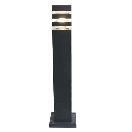[LK/4218] FAROL MARCA SENDERO ALUMINIO Y VIDRIO PODI 60X13,5CM E27 COLOR NEGRO  - LEUK